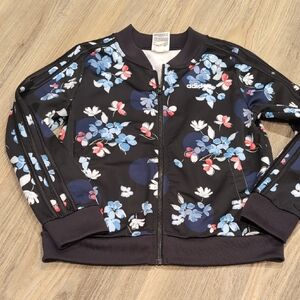 Adidas Black Floral Track Jacket Size 14